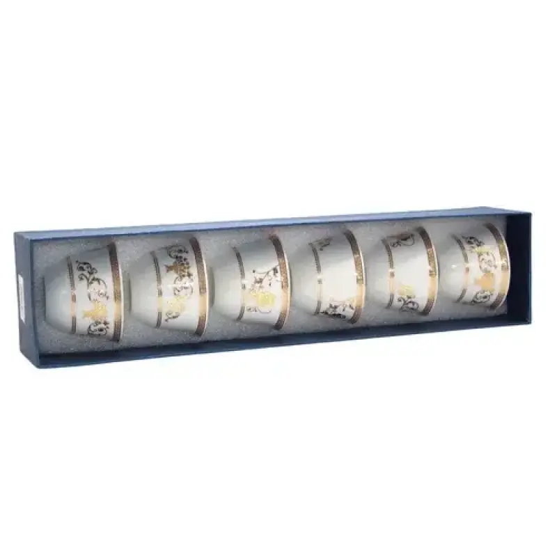 Gold Floral Design 6pcs Coffee Cups