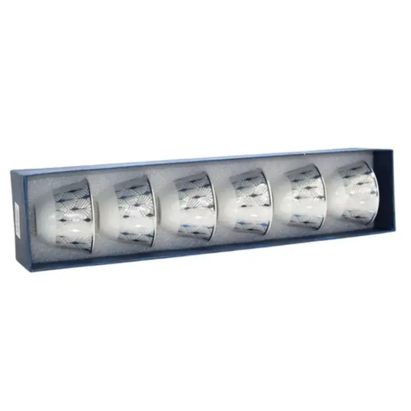 Silver Leaf Design 6pcs Coffee Cups