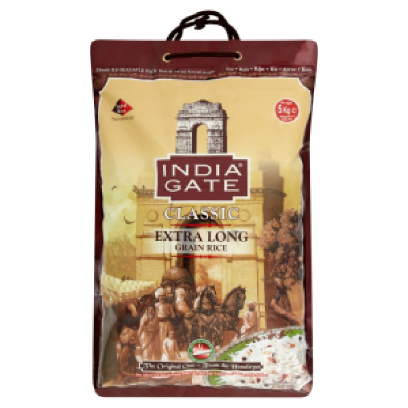 Indian Gate Extra Long Grain Rice 5Kg باب الهند ارز بسمتي كلاسيك