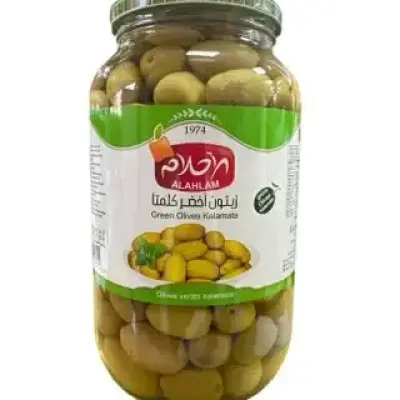 Alahlam Green Olives Kalamata 1300g الاحلام زيتون اخضر كلمتا