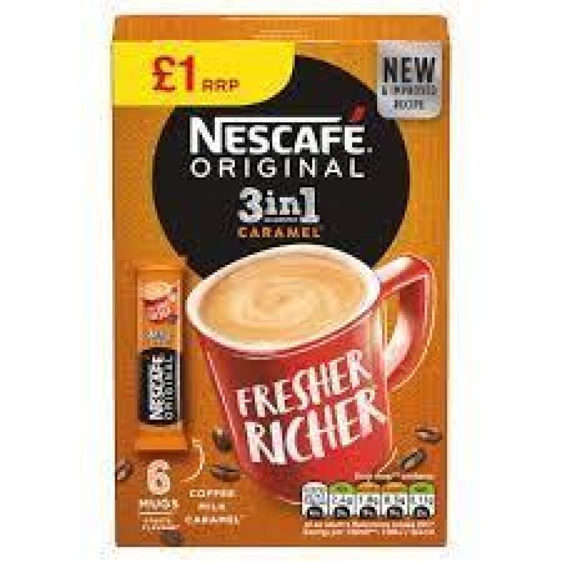 Nescafe Original 3in1 Caramel Instant Coffee, 6 sachets x 17g
