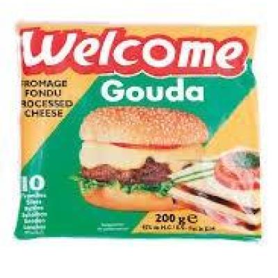 WELCOME PROCESSED GOUDA CHEESE 10 SLICES 200G - ويلكوم جبنة جودا مكررة شرائح
