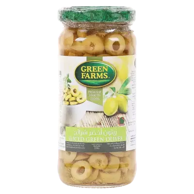 Green Farms Green Sliced Spanish Olives Glass Jar 235g