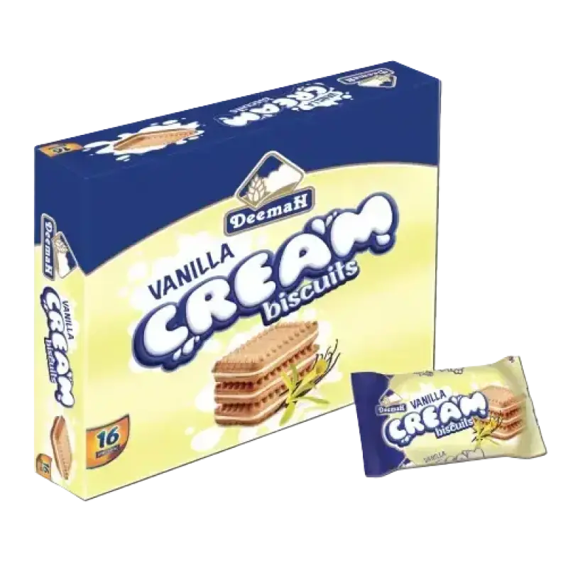 Deemah Vanilla Biscuit Cream 16 x 27g - ديمه بسكويت الكريمة فانيلا